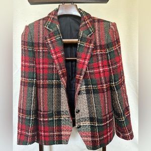 Vintage Alfred Sung plaid wool blazer